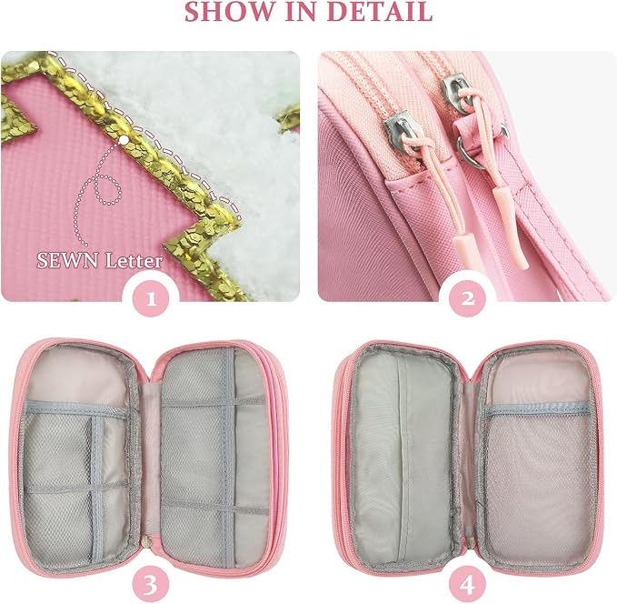 COSHAYSOO Personalized Electronics Travel Organizer Cable Management Case Phone Charger Charging Cords Tech Accessories Pouch, Unique Trip Gifts for Women Traveler College Teen Girls Vacation Pink - Image 3