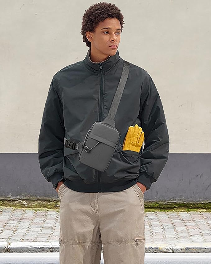 Peicees Travel Sling Bag for Men Small Crossbody Bag Anti Theft | Mini Chest Bag, Passport Bag, Water-resist Oxford, Pickpocket Theft Proof, 2.2L Compact Size, Adjustable Strap - Image 8