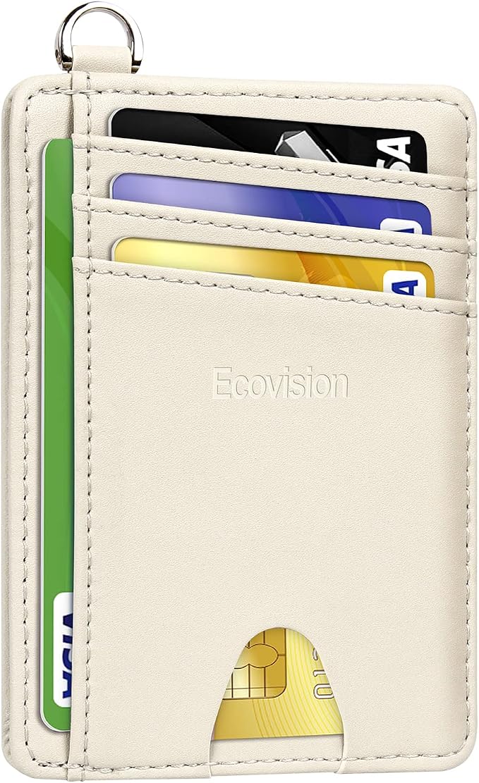 Slim Minimalist Front Pocket Wallet, RFID Blocking Credit Card Holder Wallet with Detachable D-Shackle for Men Women by Ecovision
