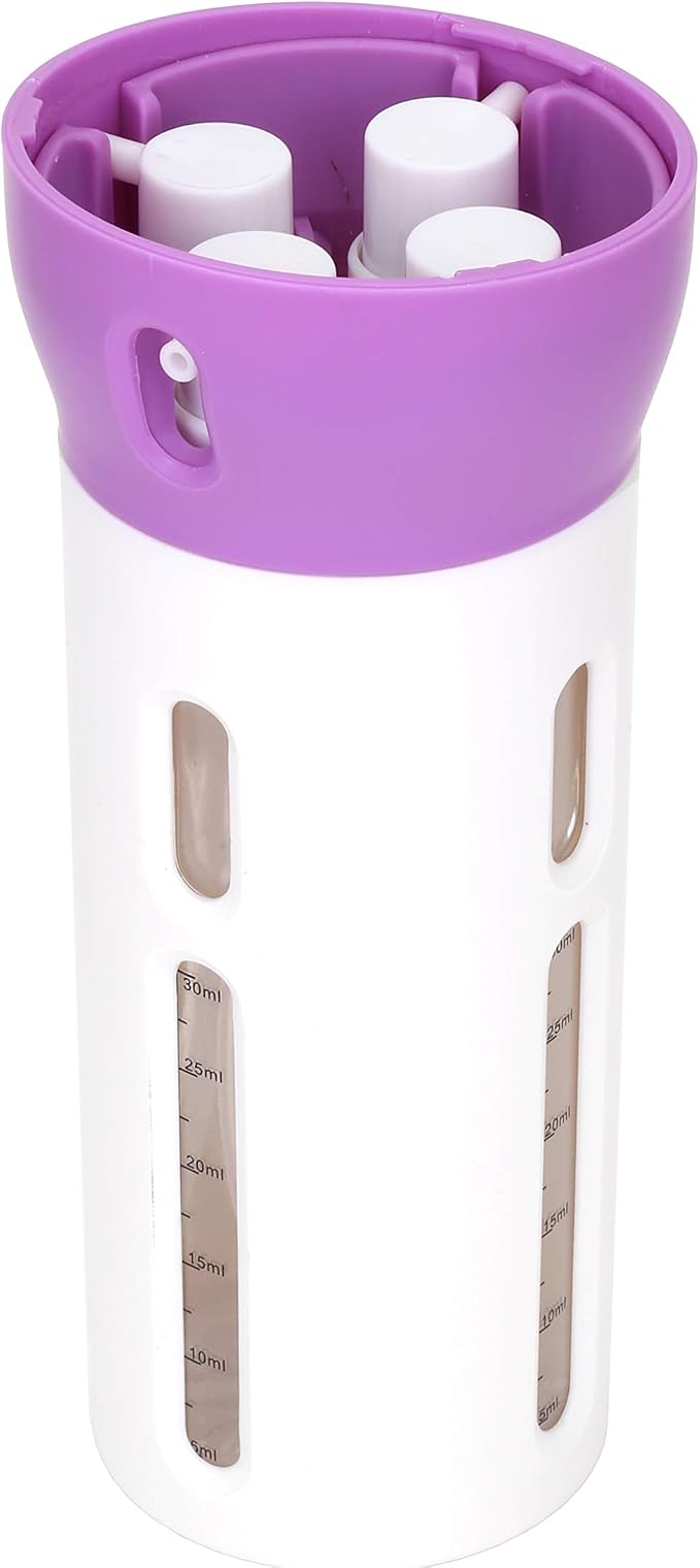 Travigo 4-in-1 Travel Dispenser Bottle, TSA Approved, Leak Proof, Four Reusable 1.4 oz. (40 mL) Toiletry Containers for Shampoo, Conditioner, Soap, Lotion, Skincare (Purple) - Image 7
