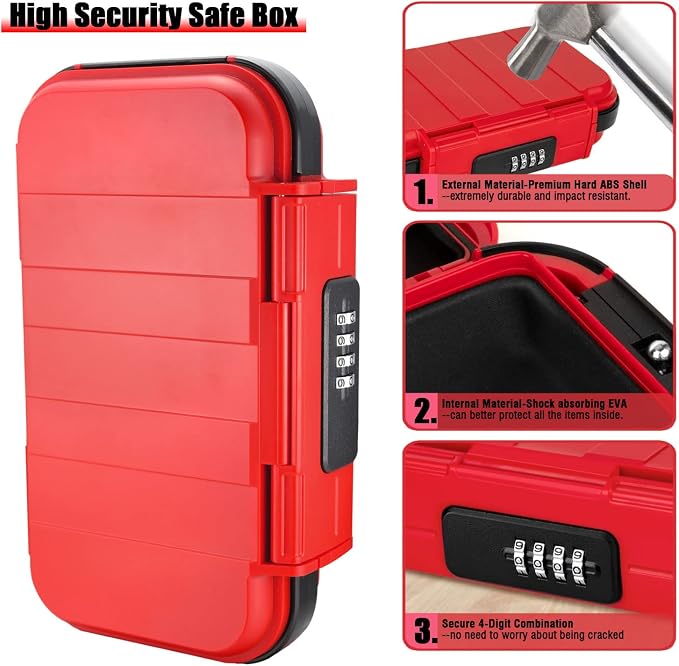 XXL Large Security Lock Box,Outdoor Waterproof Shockproof Travel Safe Lock Box with Removable Wire Rope,4-Digit Combination Safe Box for Dorm,Travel,Beach,Hotel,Car,Home,Office - Image 4