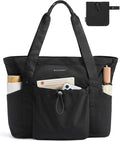 BAGSMART Foldable Tote Bag with Drawstring Bag, Tote Bag Shoulder Bag Top Handle Handbag for Travel, Work, Beach, Gym by BAGSMART
