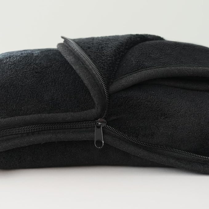 Travel Blanket Pillow, Soft Airplane Blanket 2-in-1, Travel Blanket Airplane Compact with Bag, Travel Essentials Accessories for Plane and Car,60x40 Black - Image 6