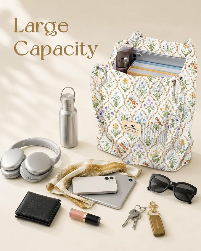 Miss Adola Designer Corduroy Tote Bag for Women | 3 Magnetic Buckles, Aesthetic Pattern, Reusable, Soft, Roomy Carry for Work, Travel, Grocery Runs - Image 6