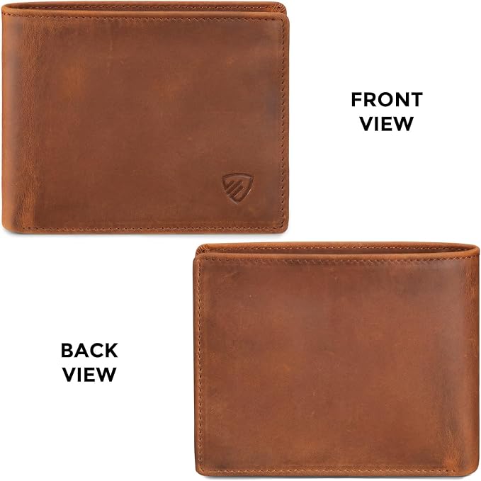 RUNBOX Wallet for Men|Slim Bifold Rfid Blocking Leather Wallet|Front Pocket | Genuine Leather,Handmade,8 Card Slots,ID Window,Money Pocket,Coin Pocket, Gift for Men,Minimalist Compact - Image 5