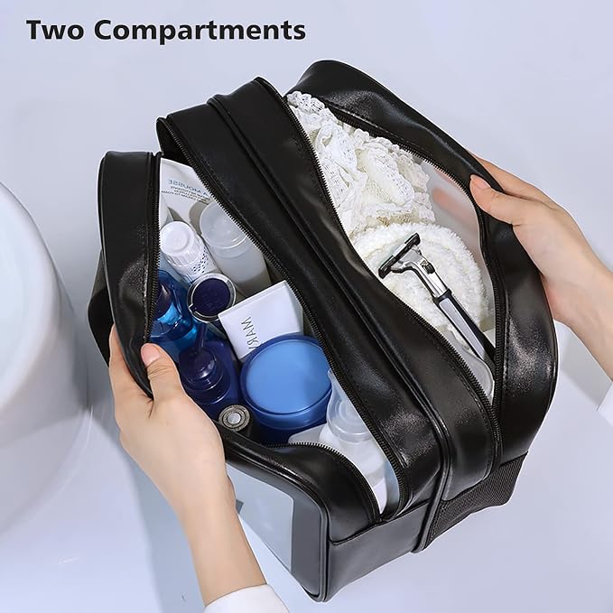 DAPOWER Travel Toiletry Bag for Women and Men, Matte Translucent Toiletry Bag with Handy Handle, Makeup Cosmetic Organizer Bag for Travel Toiletries Accessories (Black-XL) - Image 2