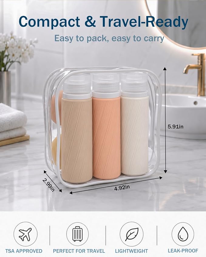 Redfly 13-Piece TSA-Approved Travel Size Bottles for Toiletries, Leak proof | Travel Size Containers, BPA-free silicone, clear toiletry bag, under 3.4oz, wide mouth,travel essentials for shampoo, lotion - Image 8