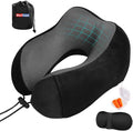 Airplane Pillow, Travel Neck Pillow with Memory Foam - Adjustable Buckle & Machine Washable Cover for Flights, Car, Office - Includes Eye Mask & Ear Plugs(Black) by WeiTrust