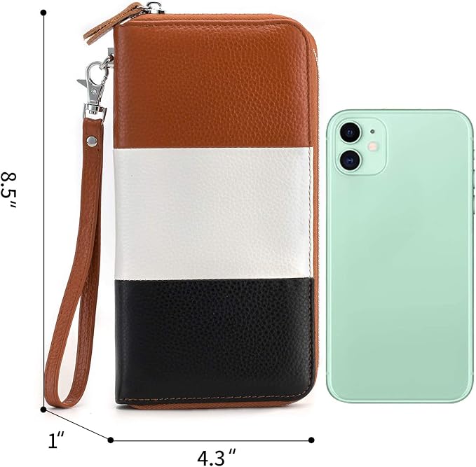 Moflycom Womens Wallet RFID Blocking Genuine Leather Multi Credit Card Large Capacity Zip Around Clutch Travel Purse Wristlet - Image 6