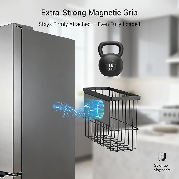 FAMNONE 1-Pack Magnetic Basket for Dryer Balls, Laundry Room Organizer | Metal Dryer Ball Holder, Magnetic Lint Bin, Fridge Basket, Washer Dryer Organizer for Kitchen, Laundry - Image 3