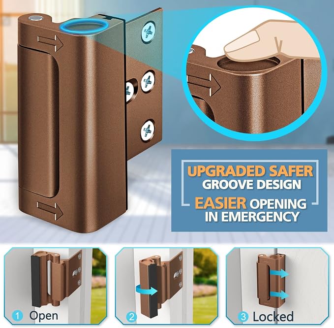Door Locks for Kids Safety Front Door Home Security Door Reinforcement Lock | Upgraded Safety Door Locks Latch Night Bedroom Door Lock Withstand 800 lbs, Child Proof Deadbolt Lock Home Improvement Locks - Image 2