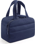 Travel Toiletry Bag, Quilted Travel Makeup Cosmetic Bag Organizer, Toiletry Bags for Traveling Women, Make up Bag with Handle, Navy Blue by LIGHTFLIGHT