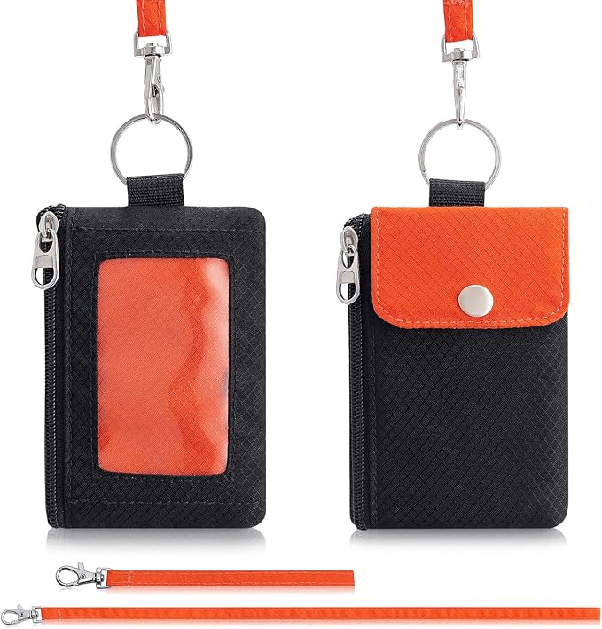 Artpaxy Minimalist Wallet For Mens Womens, Keychain RFID Blocking Zipper Small Wallet with ID Window 2 Lanyards,Water Resistant Travel Cash Card Coin Case Boys Girls - Image 7