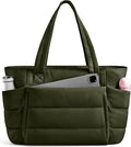 Uselike Tote Bag for Women with Zipper, Quilted Puffer Tote Bag with Compartments, Lightweight Puffy Work Bags for Women by Uselike