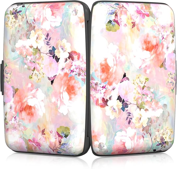 Rimilak Aluminuml Credit Card Holder,Pink Flower | Mini Credit Card Wallet RFID Blocking Slim Metal Hard Case for Women Men - Image 5