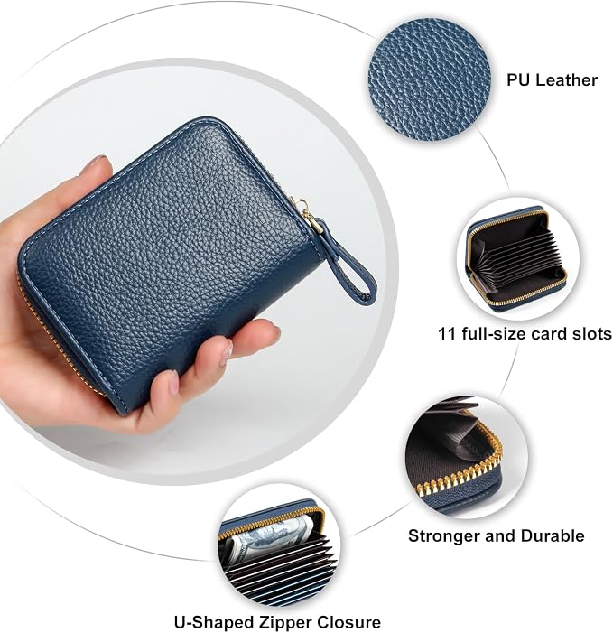 Credit Card Wallet, RFID Card Case Wallet, Zipper Card Cases Holder for Men Women, RFID Blocking, KeyChain Wallet, Compact Size Card Organizer Case for Women - Image 5