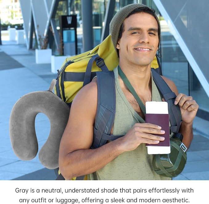 2 Packs Travel Neck Pillow Cover, Reusable U Shaped Washable Soft Smooth Airplane Pillow Cover - Image 6