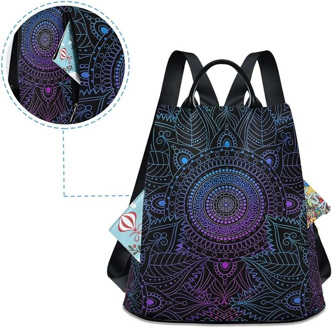 ALAZA Boho Mandala Ethnic Bohemian Backpack Purse for Women Anti Theft Fashion Back Pack Shoulder Bag - Image 4