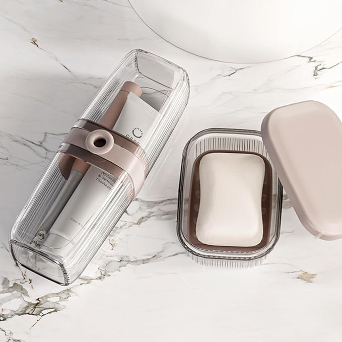 Toothbrush Travel Case & Travel Soap Holder Dish Tray Set of 2, Portable Clear Toothbrush Holders with Cover Leakproof Bar Soap Holder for Traveling School Camping Business Bathroom - Image 8