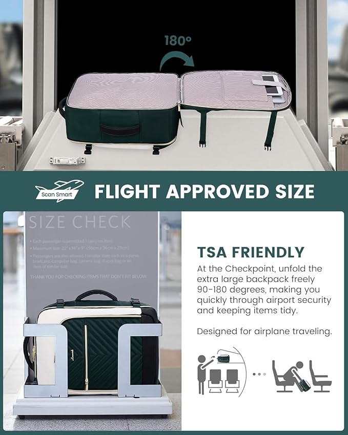 LOVEVOOK Large Travel Backpack for Women, TSA Carry on Backpack for Airplanes, 40L Personal Item Travel Bag for Women fits 17" Laptop,Waterproof Carry on Bag Airplane Approved with 3 Packing Cubes - Image 4