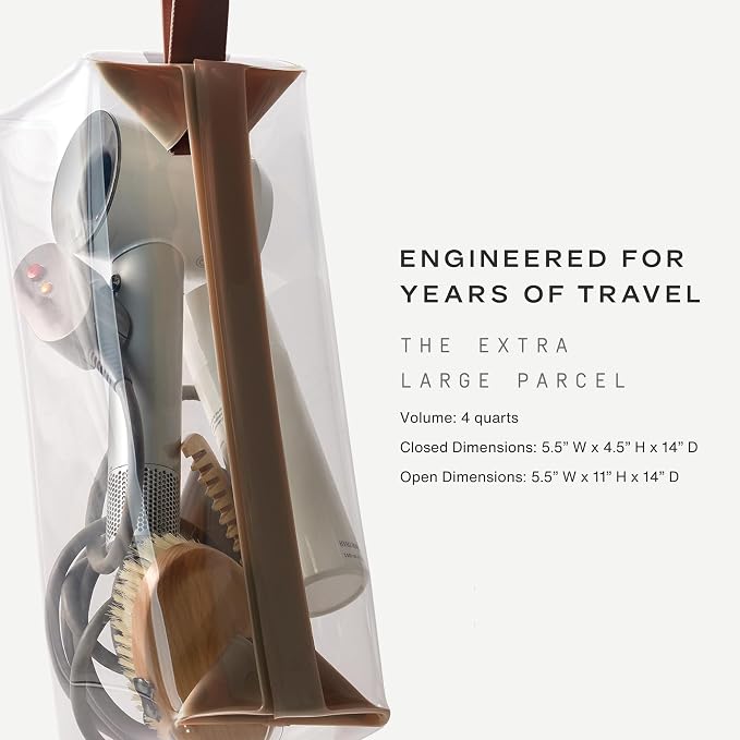 Cadence Parcel - Clear Travel Kit with Zipperless Magnetic Closure - Chestnut, Extra Large - Durable, Leak-Resistant and TSA Approved Toiletry Bag - Modular Organization - Recycled TPU (4 Qt) - Image 5