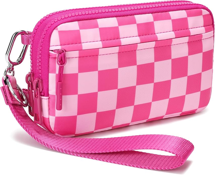 FODOKO Wristlet wallets for Women RFID crossbody bags with 4 Zippers | Checkered quilted nylon with credit card slots, cell phone organizer, and coin purse for travel and everyday carry by FODOKO