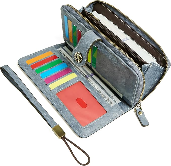 TFKGS Wallet for Women RFID Blocking Leather Large Capacity Card Holder Ladies Phone Clutch Travel Long Purse Wristlet | RFID Blocking - Image 9