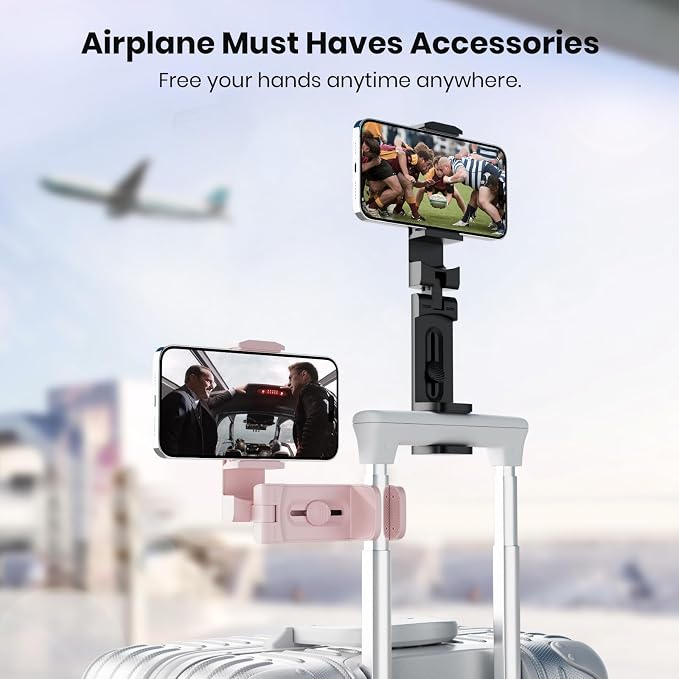2 PCs Airplane Phone Holder for Women, Klearlook 360° Rotation Travel Essentials Phone Mount for Desk, Handsfree Flexible Travel Accessories for Flying, Valentines Day Gift - Image 2