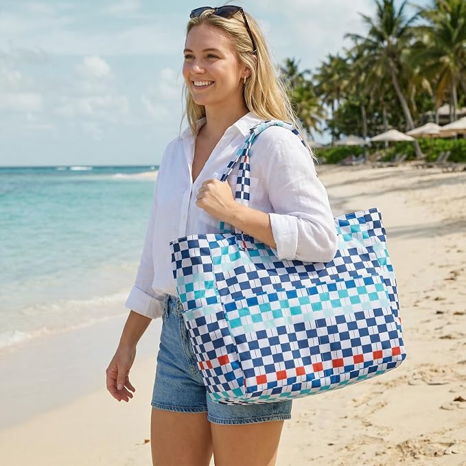 G4Free Large Beach Bag Waterproof Sandproof, Zipper Pool Tote for Women | XL Large Capacity, with Wet Compartment, Foldable Packable with A Pouch, for Swim Travel Grocery - Image 2