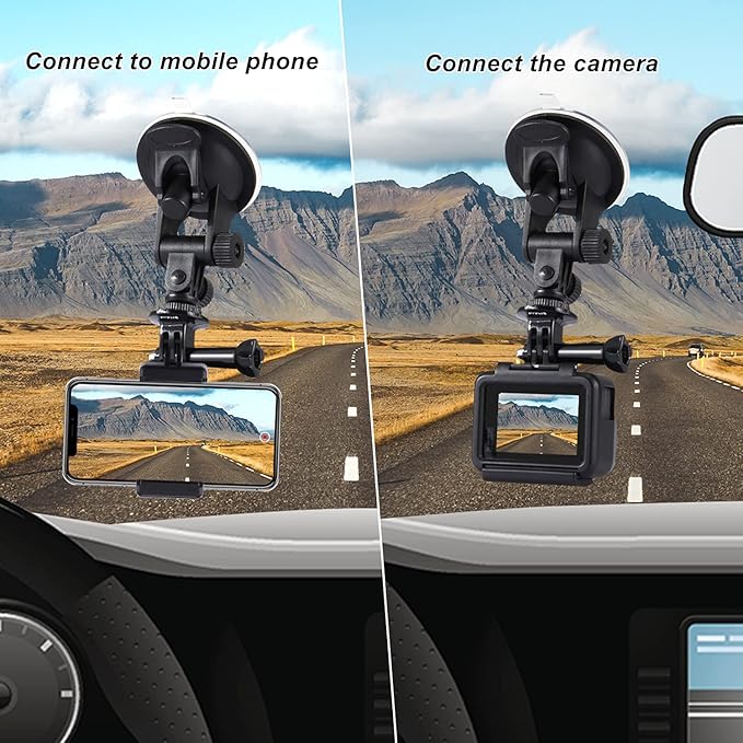 PULUZ Suction Cup Mount for Gopro Car Mount, Adjustable Vehicle Window & Windshield Mount Holder, Compatible with GoPro Hero 12 11 10 9 8 7/Insta360 X3 x2/DJI OSMO Action Camera Mount | Compatible with GoPro Hero 13 12 11 10 9/Insta360 X5 X4 X3/DJI OSM... - Image 4