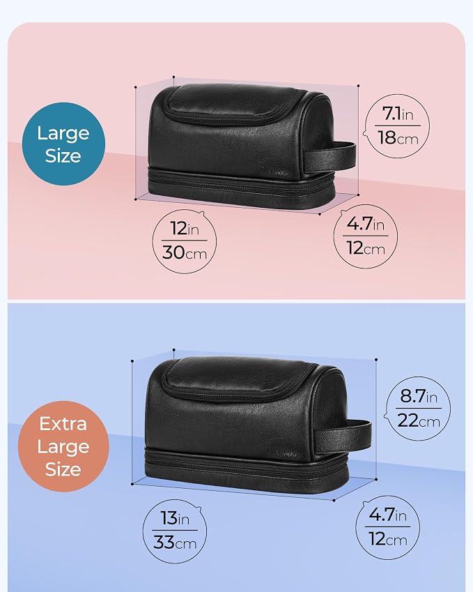 Elviros Hanging Toiletry Bag for Men PU Leather Shaving Kit (Black) | Water-Resistant Travel Organizer with Hanging Hook for Toiletries, Shaving Tools, Grooming Items, and Daily Storage - Image 7
