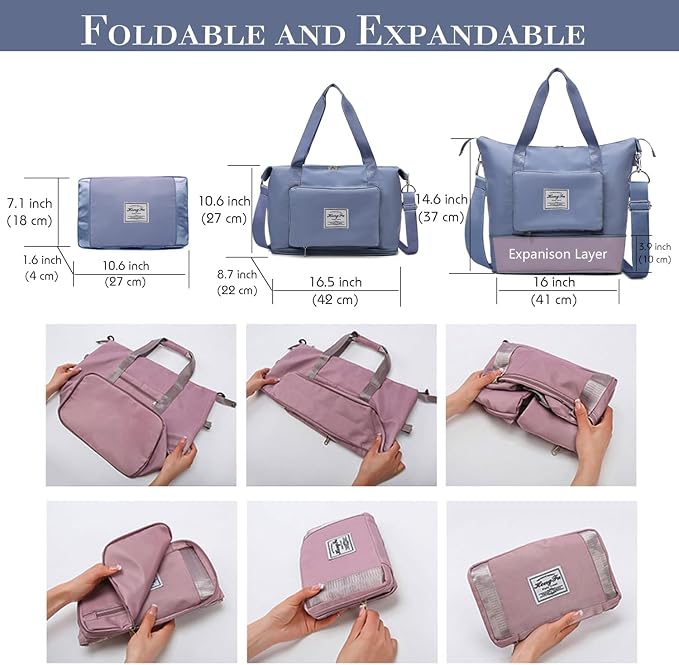 Travel Duffel Tote Bag,Travel Weekender Overnight Bags Women Carry On Bag Totes for Airplanes,Sports Gym Duffle with Trolley Sleeve - Image 4
