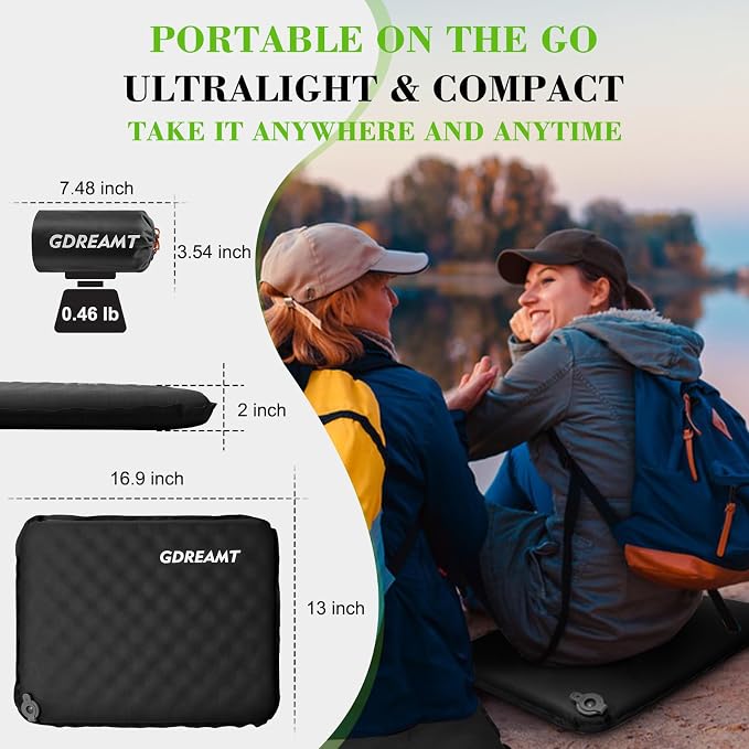Inflatable Seat Cushion, Portable Self-Inflating Stadium Seat Cushion - Image 2