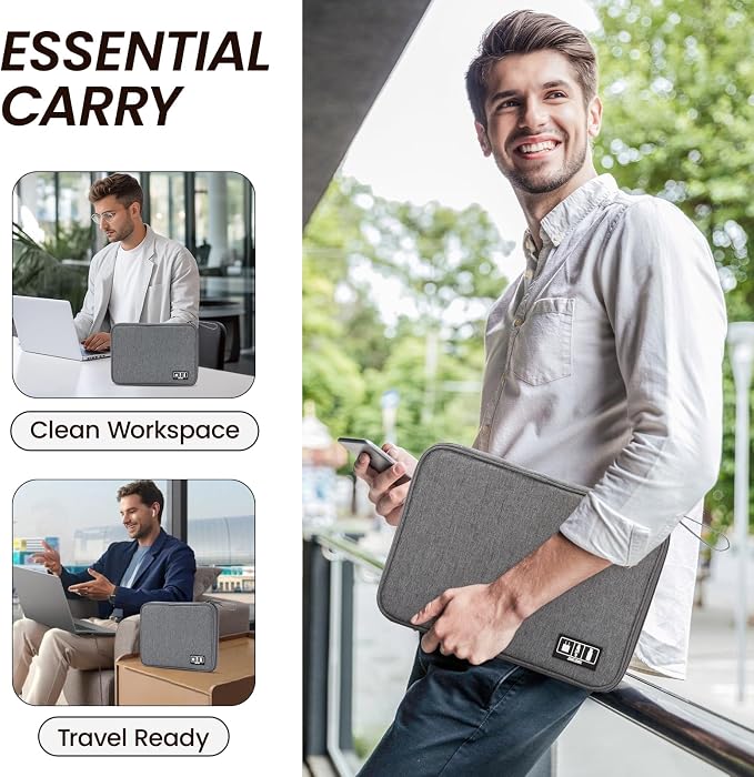 Cable Organizer Bag, Electronics Organizer Case for Tech Accessories | Store chargers, cables, power banks and adapters with elastic loops, mesh pockets and organized compartments for travel. - Image 7
