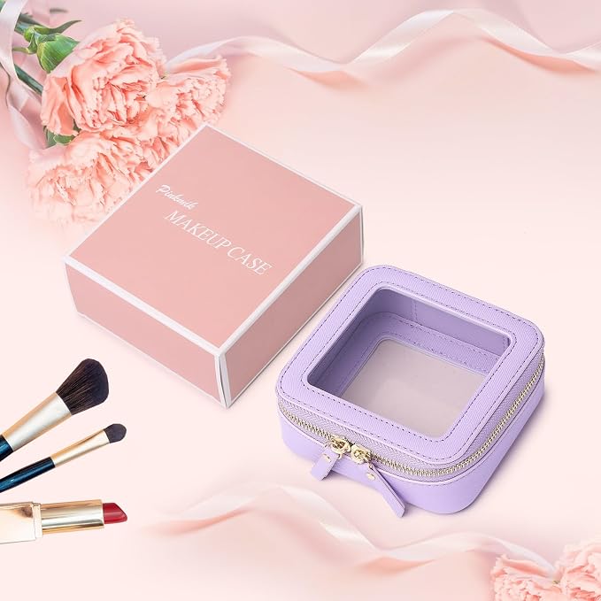 Pinkmik Small Clear Mini Makeup Bag, Purple, MINI-1 | Cosmetic Case & Toiletry Bag, Zipper Closure, Purse Organizer, Car Essentials - Image 7