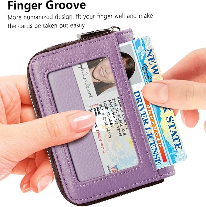 FurArt Zipper Wallet Women RFID Credit Card Holder keychain Wallet | ID Window RFID Blocking Compact Small business 15/16 slots - Image 2
