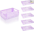 6 Pack Mini Foldable Small Plastic Baskets for Organizing and Storage，Collapsible Storage Crates,Mini Bins for Home Kitchen Bedroom Bathroom Office (Purple, Small 6x4x2.2) by Daixers
