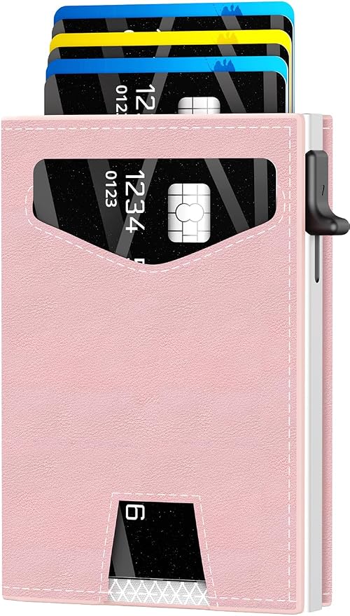 RFID Wallet Women: Stylish Security Metal Wallet for 10-12 Cards & 2 ID Windows - Smart Pop-Up Credit Card Holder & Cash Slot in Compact Trifold Design,Gift for Her(Pink) by Unknown