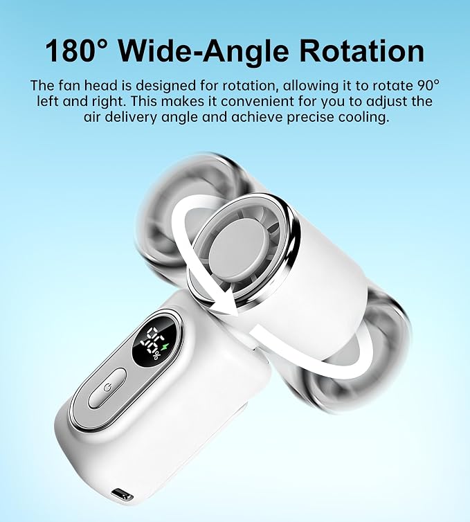 Portable rechargeable handheld small fan， With built-in fixed clamp | 6-speed adjustable high-speed personal fan, LED display screen, suitable for use in makeup, travel, indoor and outdoor - Image 3