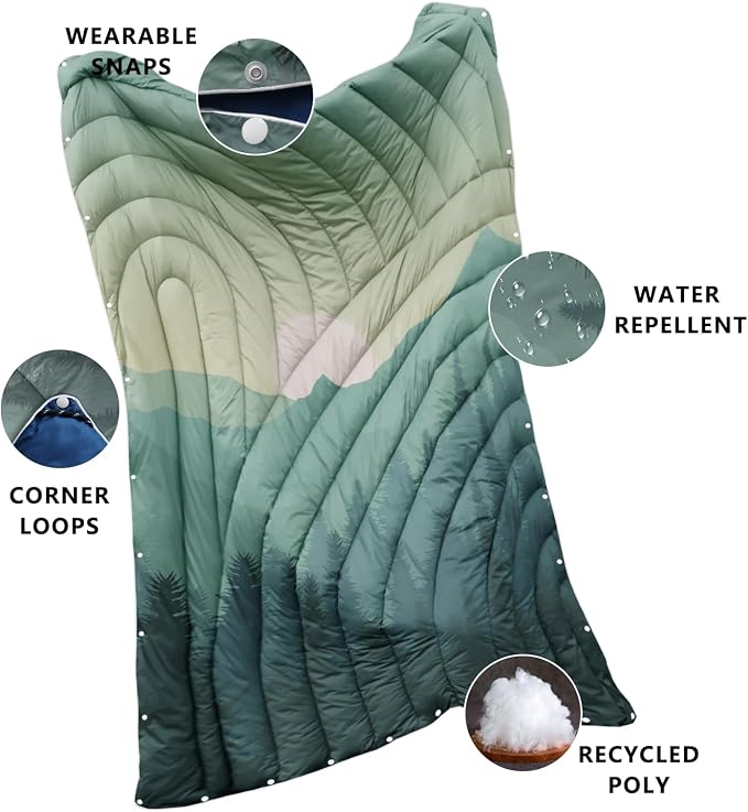 Puffy Camping Blanket,Large Camp Blanket Outdoor Camping Quilt Waterproof | Lightweight Printed Warm Packable Down Alternative Blanket for Camping,Traveling, Stadium, Hiking, Picnics - Image 3