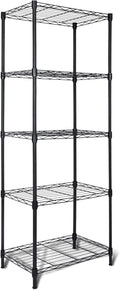 Whitmor 5 Tier Storage Shelves, Heavy Duty Metal Shelving, 400 lbs Capacity per Shelf, 2000 lbs Total, Easy Assembly for Kitchen, Garage, Plant, 18" L x 12" W x 50" H, Black by Whitmor