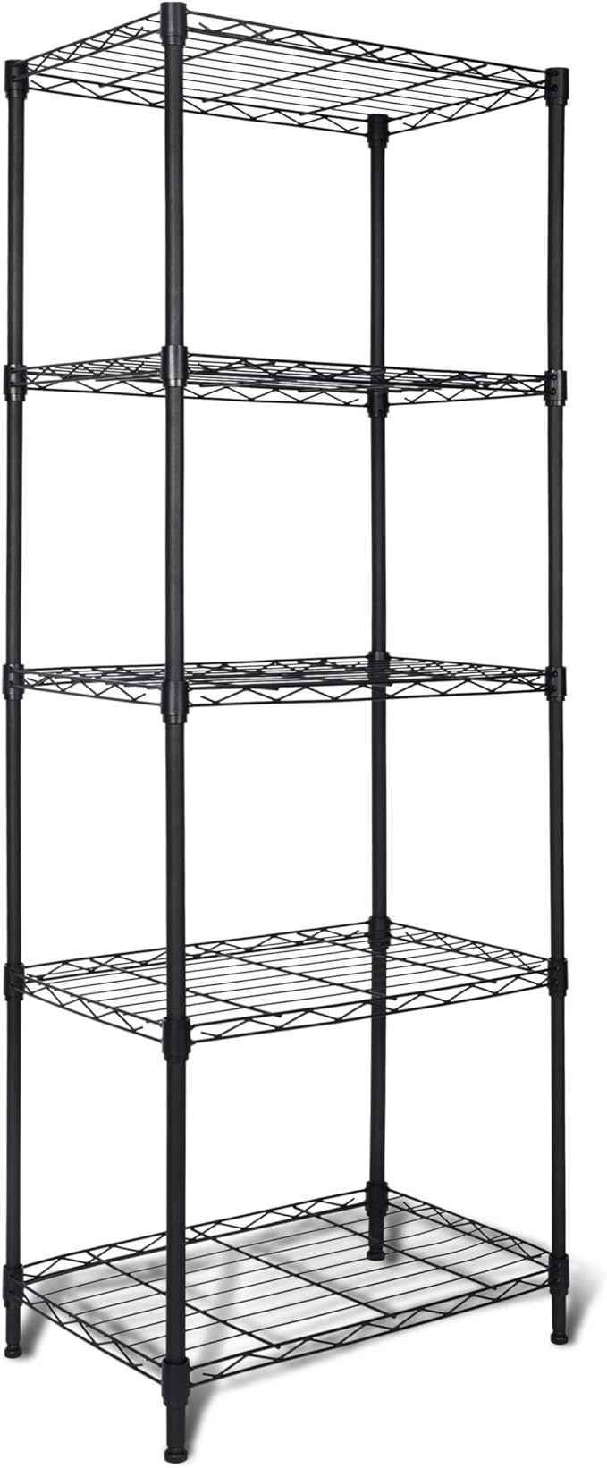 Whitmor 5 Tier Storage Shelves, Heavy Duty Metal Shelving, 400 lbs Capacity per Shelf, 2000 lbs Total, Easy Assembly for Kitchen, Garage, Plant, 18" L x 12" W x 50" H, Black by Whitmor