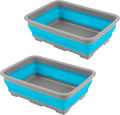 Collapsible Bucket for Cleaning 2-Pack - 7.27L Foldable Wash Bin Dish Tubs - Collapsible Wash Basin or Camping Sink Set for Beach, Tailgating or Soaking Laundry - Cleaning Supplies by Wakeman (Blue) by Wakeman