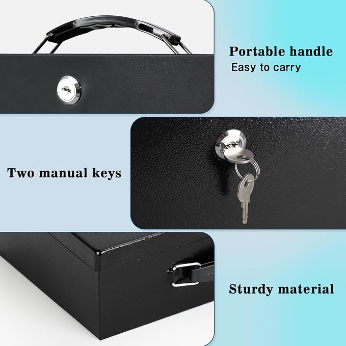 xydled Fireproof Document Box with Key Lock, Fire Safe Box, Black | Fire and water resistant lock box for documents, passports, cash and valuables, keeping secure at home, 12.8 x 8.5 x 4.5 Inch - Image 4