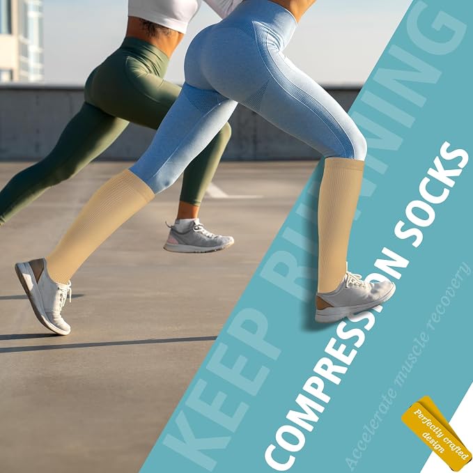 Compression Socks for Women & Men 6 Pairs | 20-30 mmHg Breathable & Moisture-Wicking Comfortable & Skin-Friendly Knee High Support Socks for Nurse, Travel, Pregnancy - Image 7