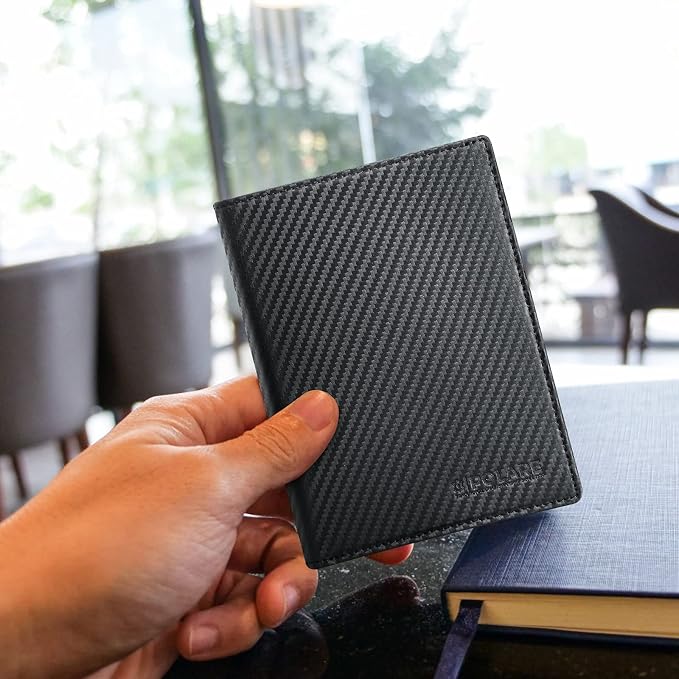 Polare Luxury RFID Blocking Leather Passport Holder Travel Wallet For Men and Women (Carbon Black) - Image 7