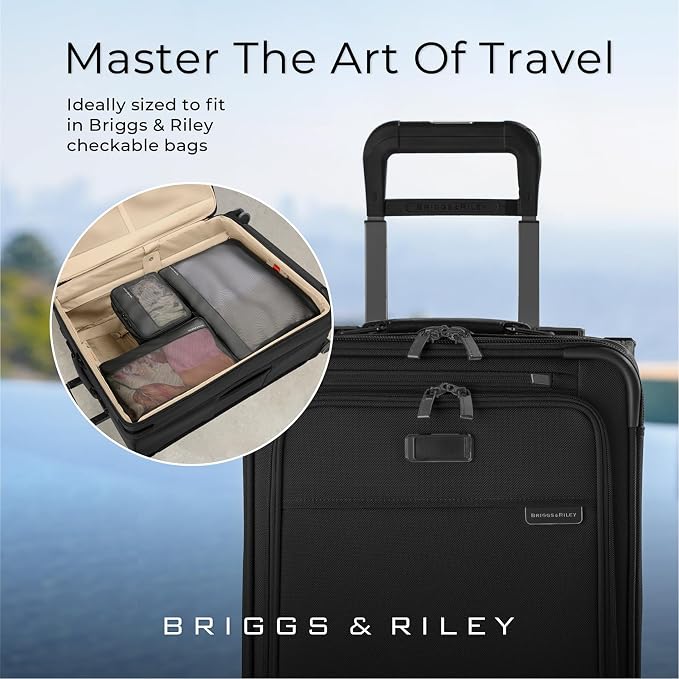 Briggs & Riley Compression Packing Cube Set for Women & Men - Bag Organizer for Checked Suitcase & Luggage, Pack Accessories for Vacation - 3-Piece, Black - Image 8