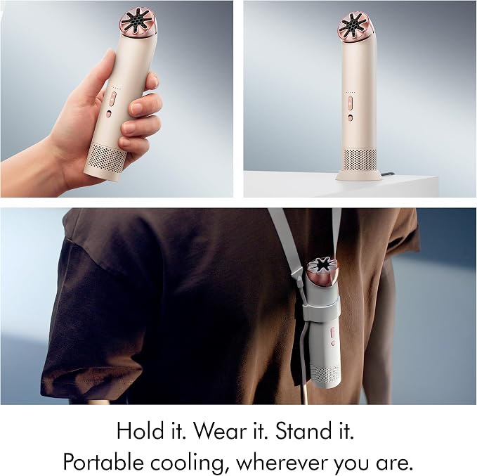 Dyson HushJet Mini 3-in-1 Bladeless Personal Fan (Stone/Blush) | Powerful, Quiet Evaporative Cooling | Handheld, Wearable & Desktop, 25 m/s Max airflow, 5 Speeds + Boost, 6 hr Runtime - Image 5
