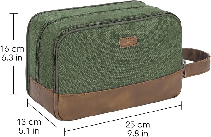 WANDF Travel Toiletry Bag for Men, Canvas Shaving Dopp Kit | Wet Separation, Water-Resistant Fabric, Travel Bag for Toiletries, Shaving Accessories, Weekend Trips - Image 6