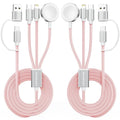 2Pack Travel Essentials for Apple Watch Charger,Cruise Vacation Camping Essentials,iPhone Charger,Multi Charging Cable,3 in 2 Charging Docks for iWatch Series 11-2/Ultra,iPhone 17-12,Car,Pink by ChargeBeyondPowerWithin